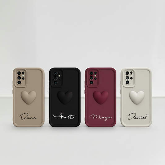 כיסוי לב לסמסונג עם חריטת שם אישית במגוון צבעים